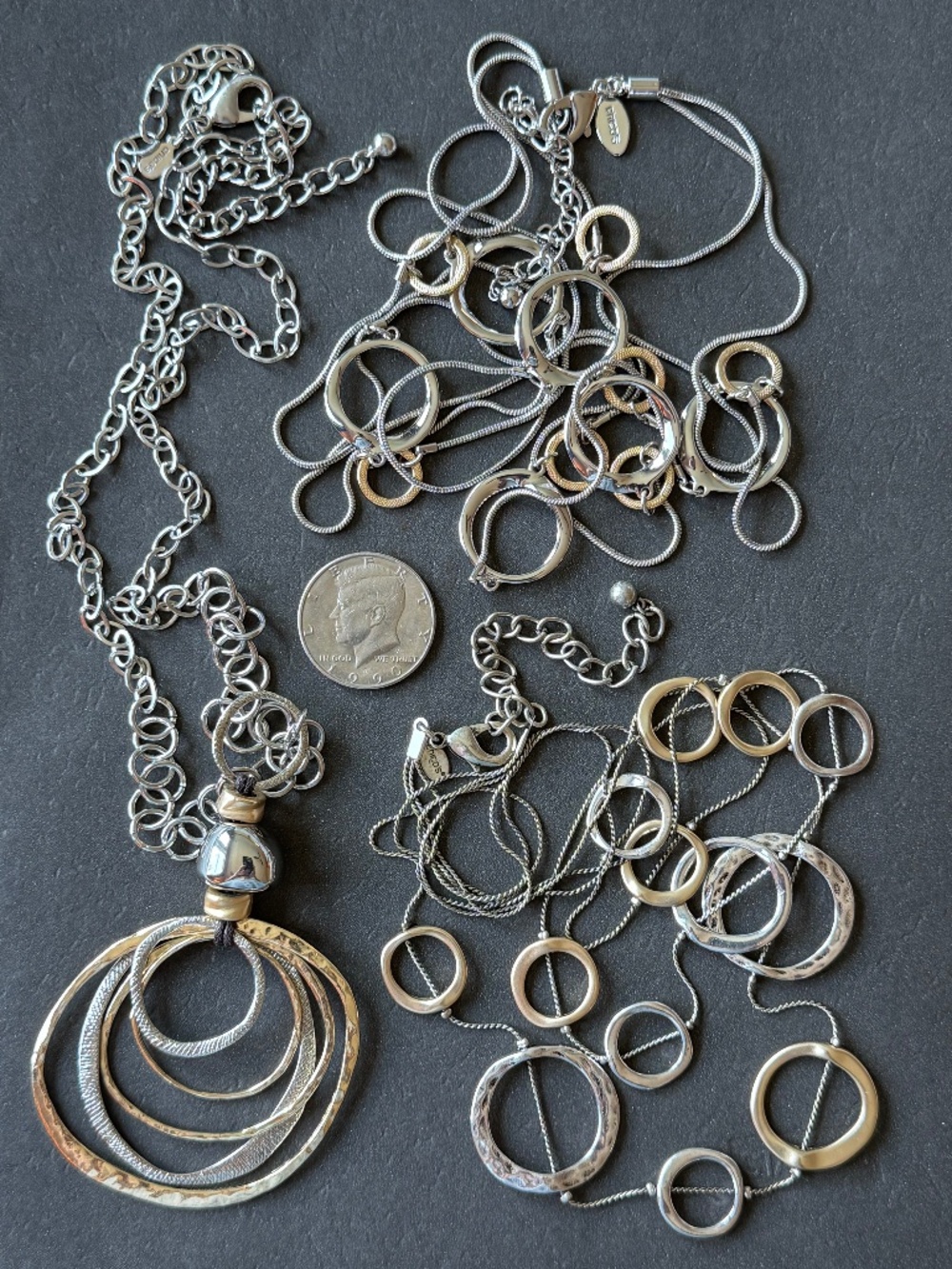 CHICO's Three Mixed Metal Geometric Statement Necklaces - Picture 3 of 12